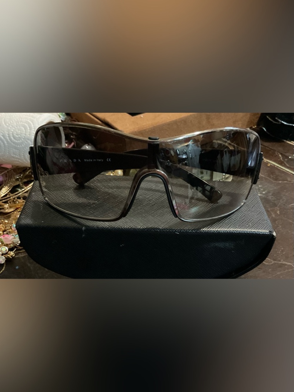 Prada Men's Black Frames with Red Temple Accents - Picture 2 of 4